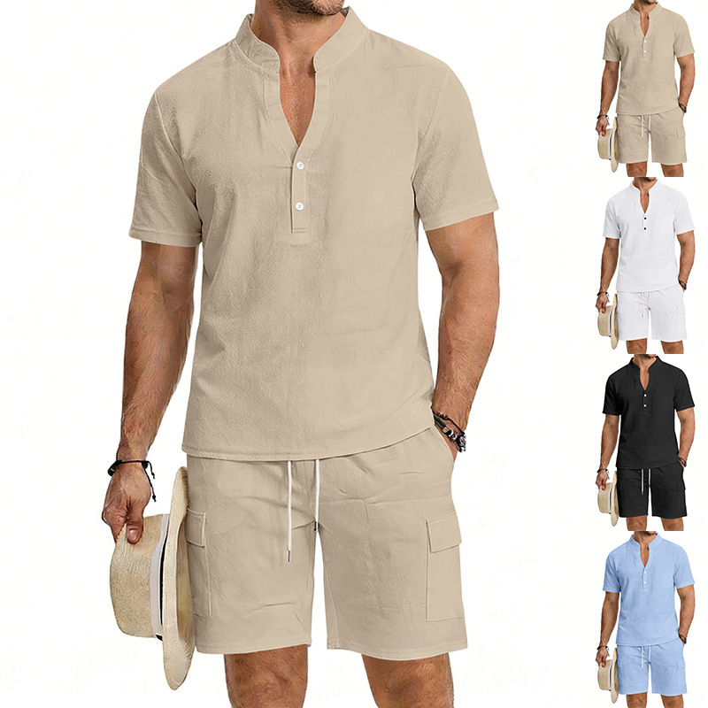 Home Gym Outfit - Men's Casual Shirt Short Pants Sports