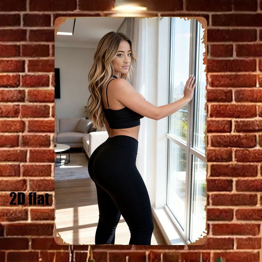 2D Flat Style Metal Sign Woman - Home Gym Outfit reseña y precio