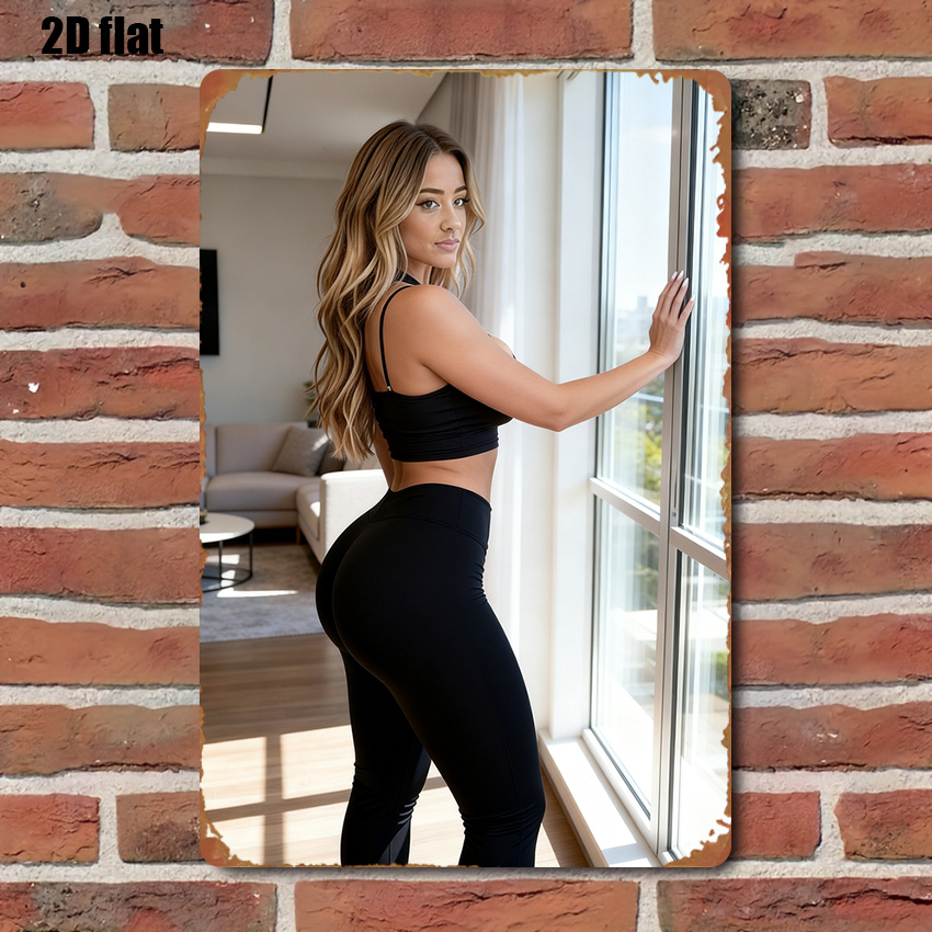 2D Flat Style Metal Sign Woman - Home Gym Outfit reseña y precio