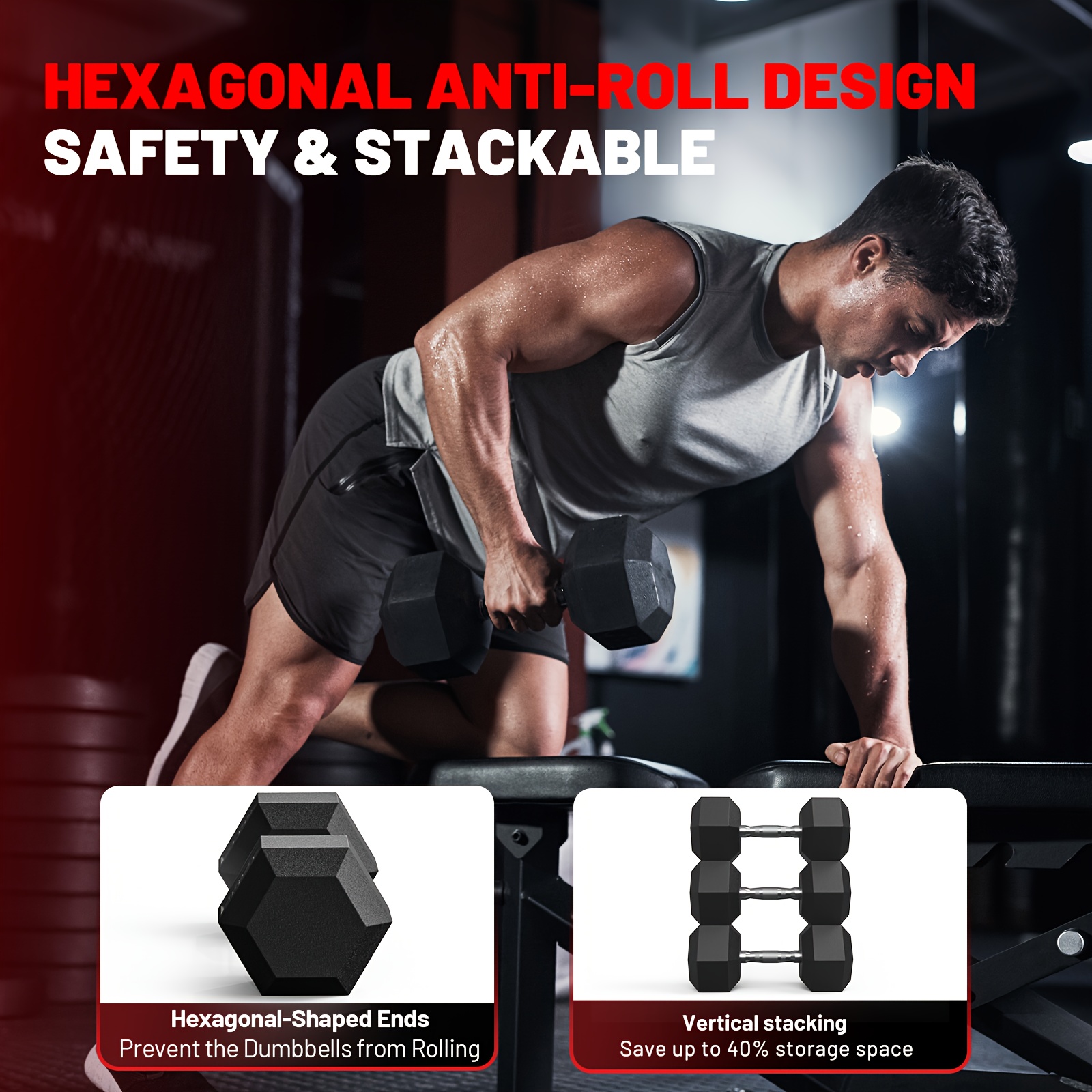 40-355LB HEX Dumbbell Set Rubb - Home Gym China reseña y precio