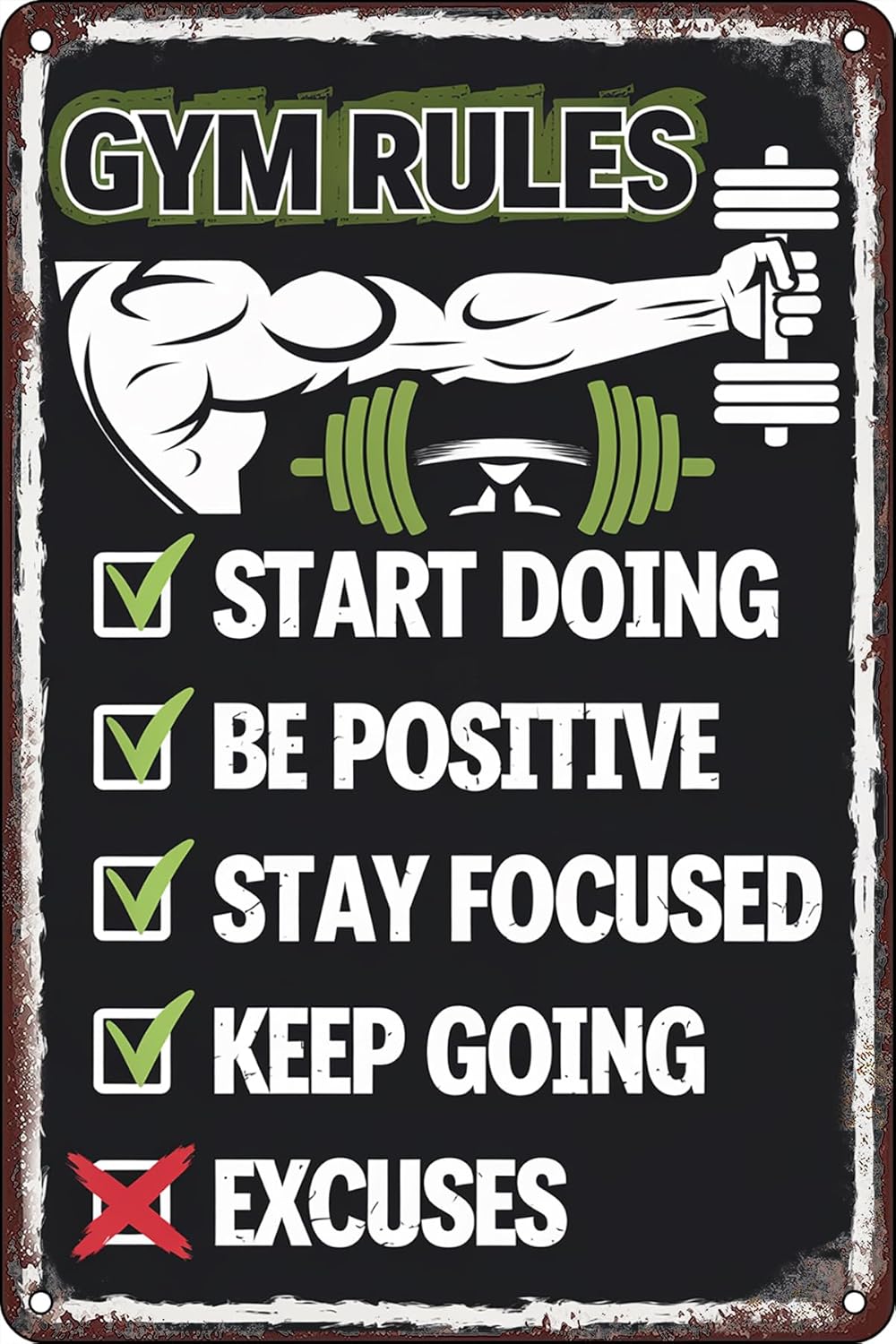 Gym Rules Vintage Metal Tin Si - Home Gym Quotes reseña y precio