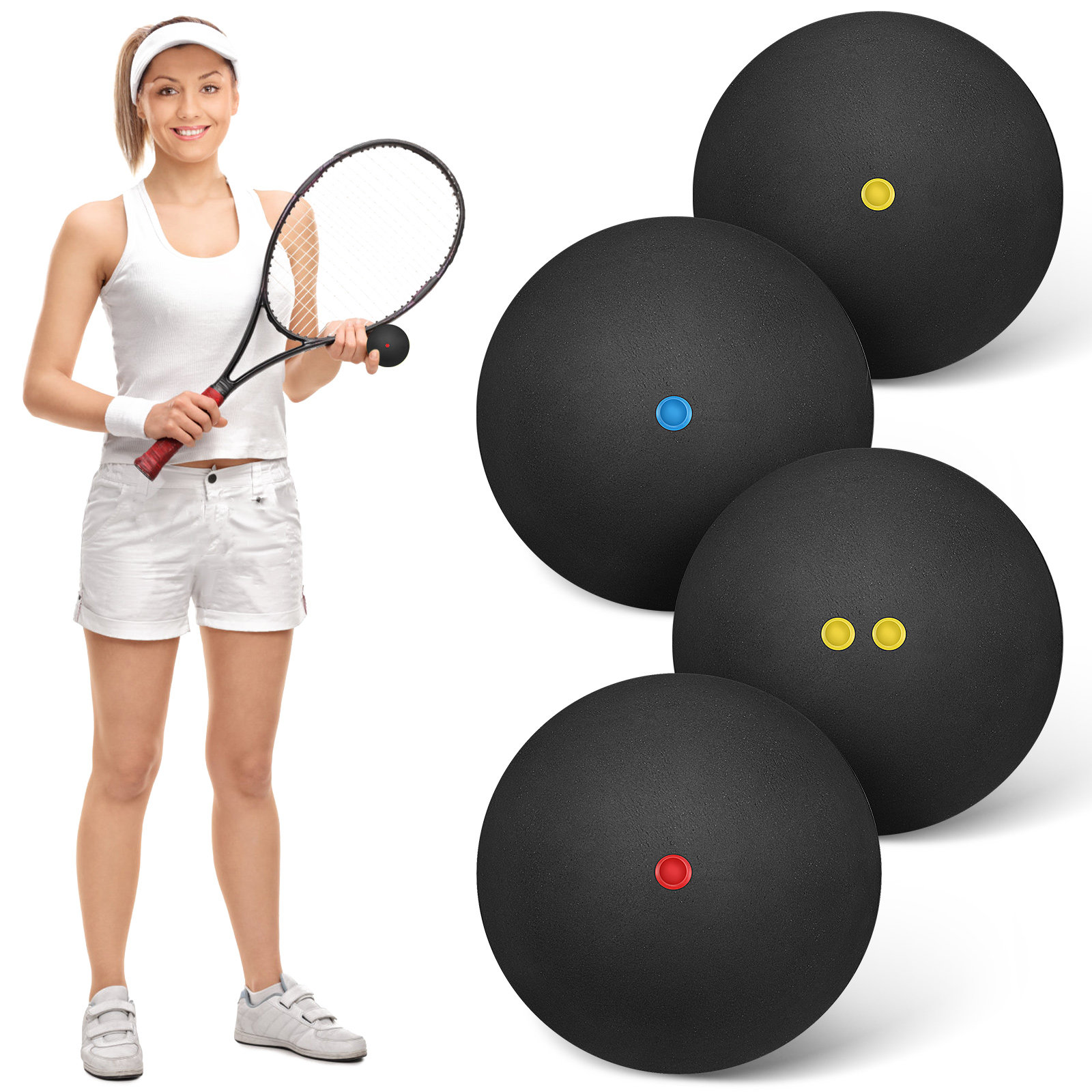4Pcs Squash Balls Blue Assorte - Home Gym Practice reseña y precio