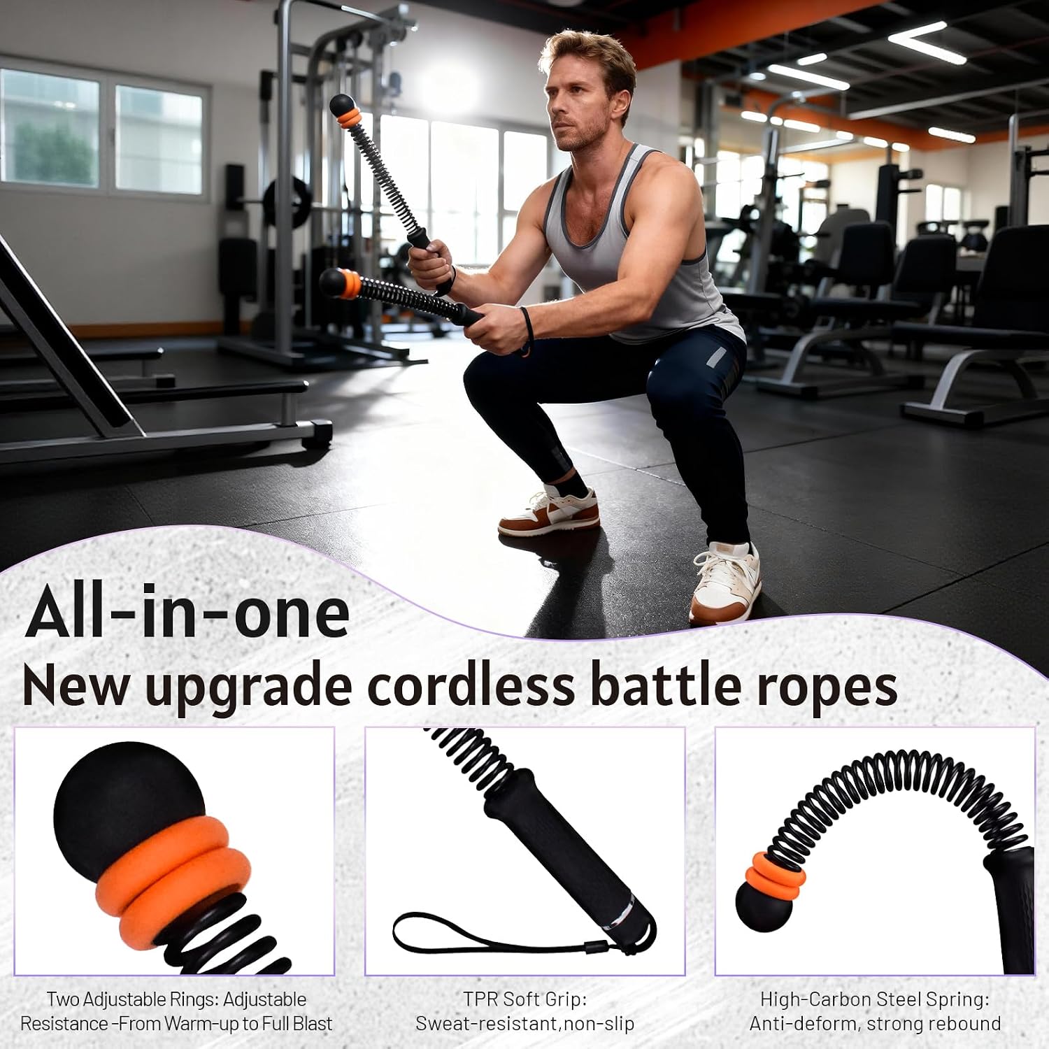 Ropeless Battle Ropes with Adj - Home Gym Exercise reseña y precio