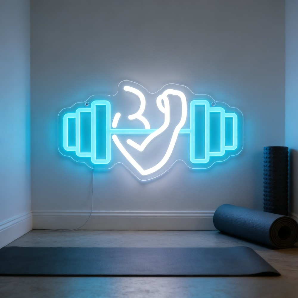 Bicep Dumbbell Neon Sign LED W - Home Gym Quotes reseña y precio