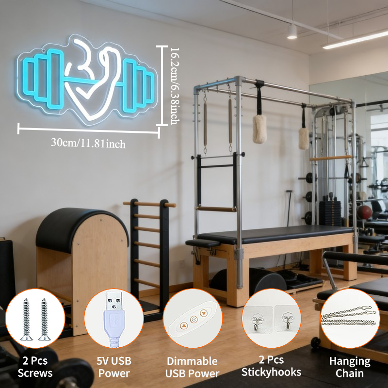 Bicep Dumbbell Neon Sign LED W - Home Gym Quotes reseña y precio
