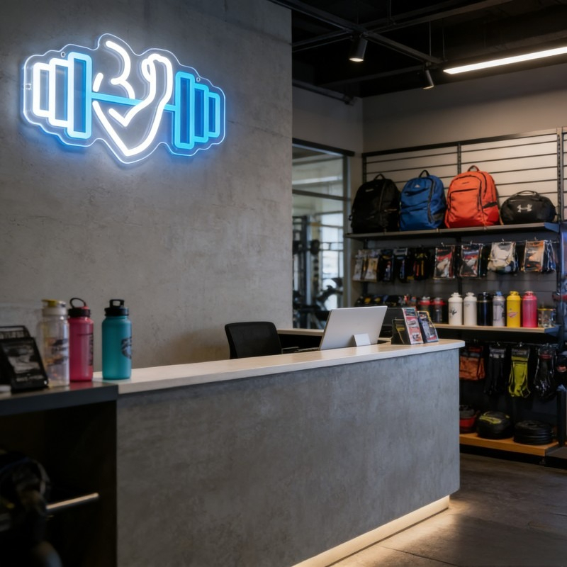 Bicep Dumbbell Neon Sign LED W - Home Gym Quotes reseña y precio
